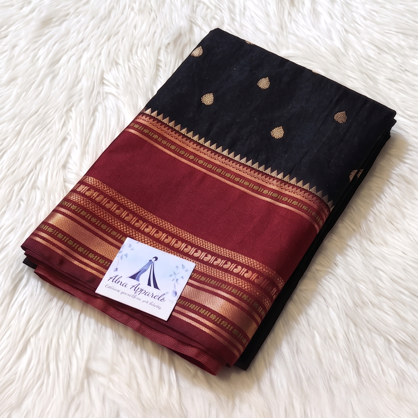 Black Banarasi Warm Soft Silk Saree Alna Apparels