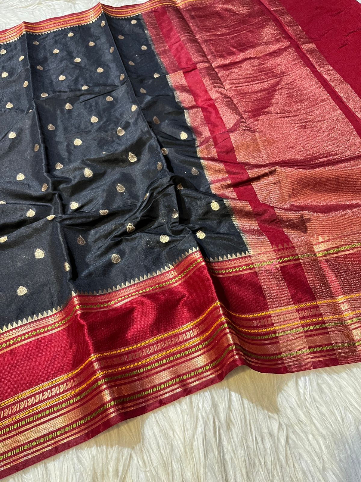 Black Banarasi Warm Soft Silk Saree Alna Apparels