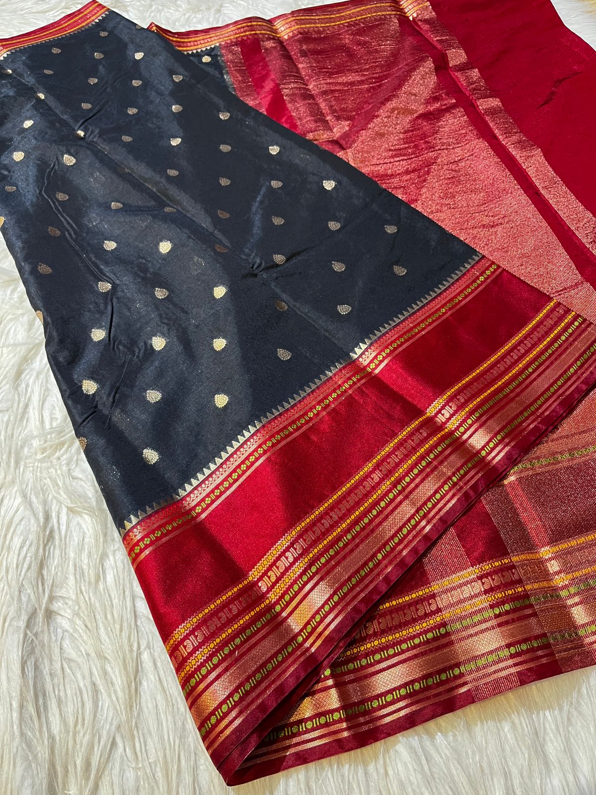 Black Banarasi Warm Soft Silk Saree Alna Apparels