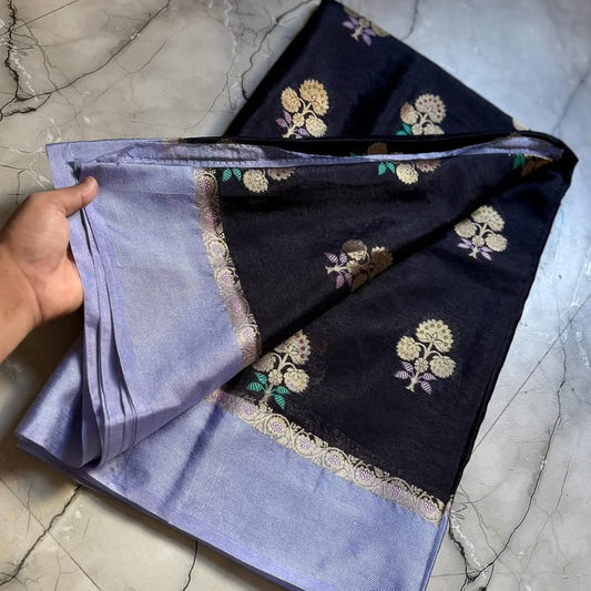 Black Color Banarasi Kathan Soft Silk Saree Alna Apparels