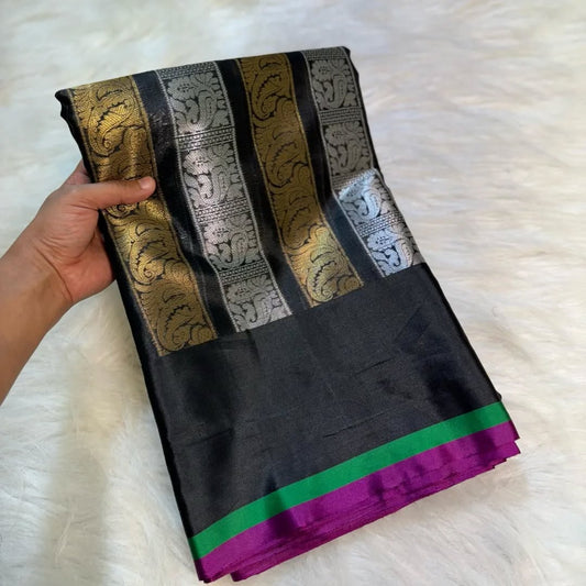 Black Color Banarasi Kathan Soft Silk Saree Alna Apparels