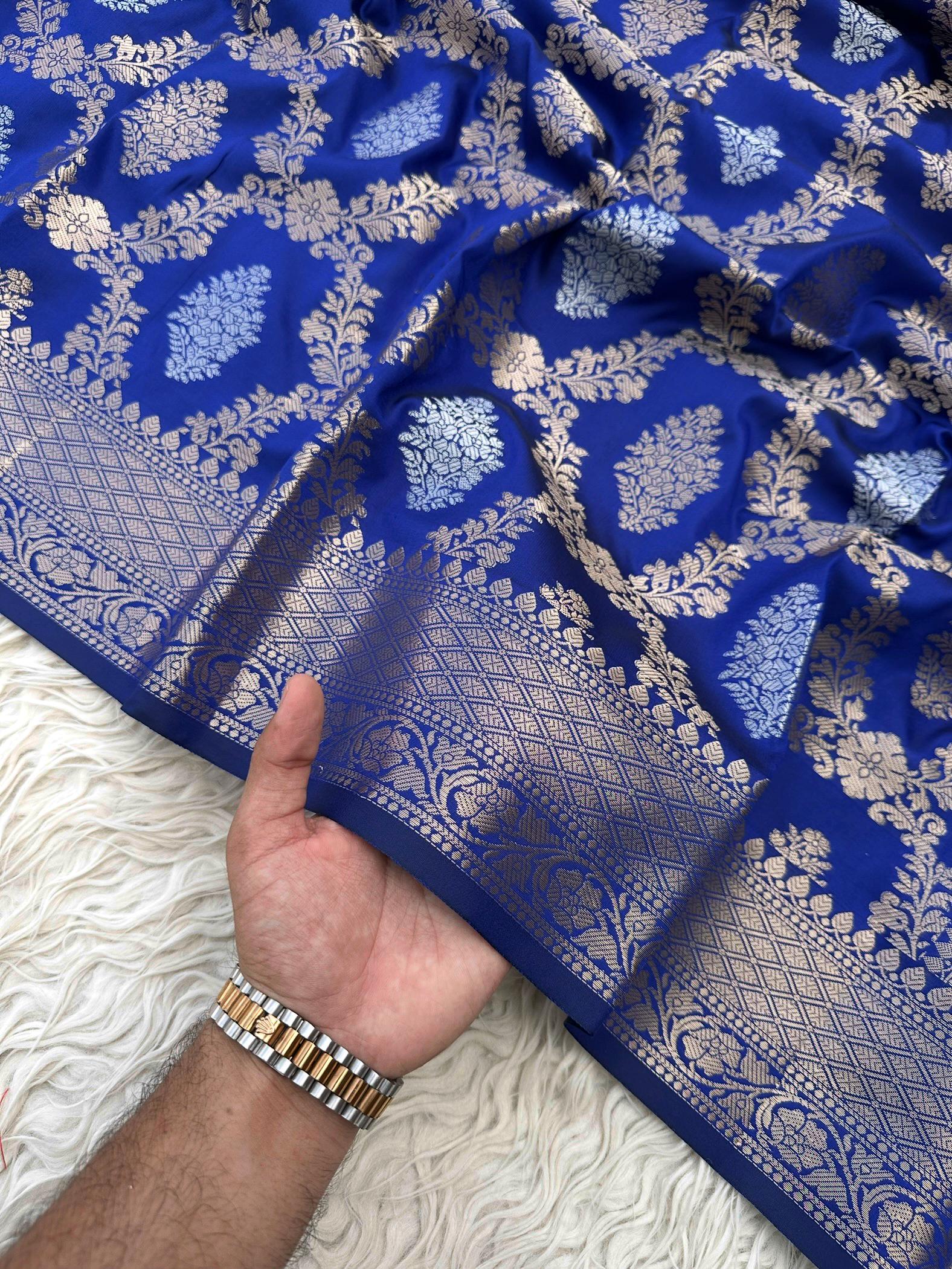 Blue Banaras Kathan Silk Saree