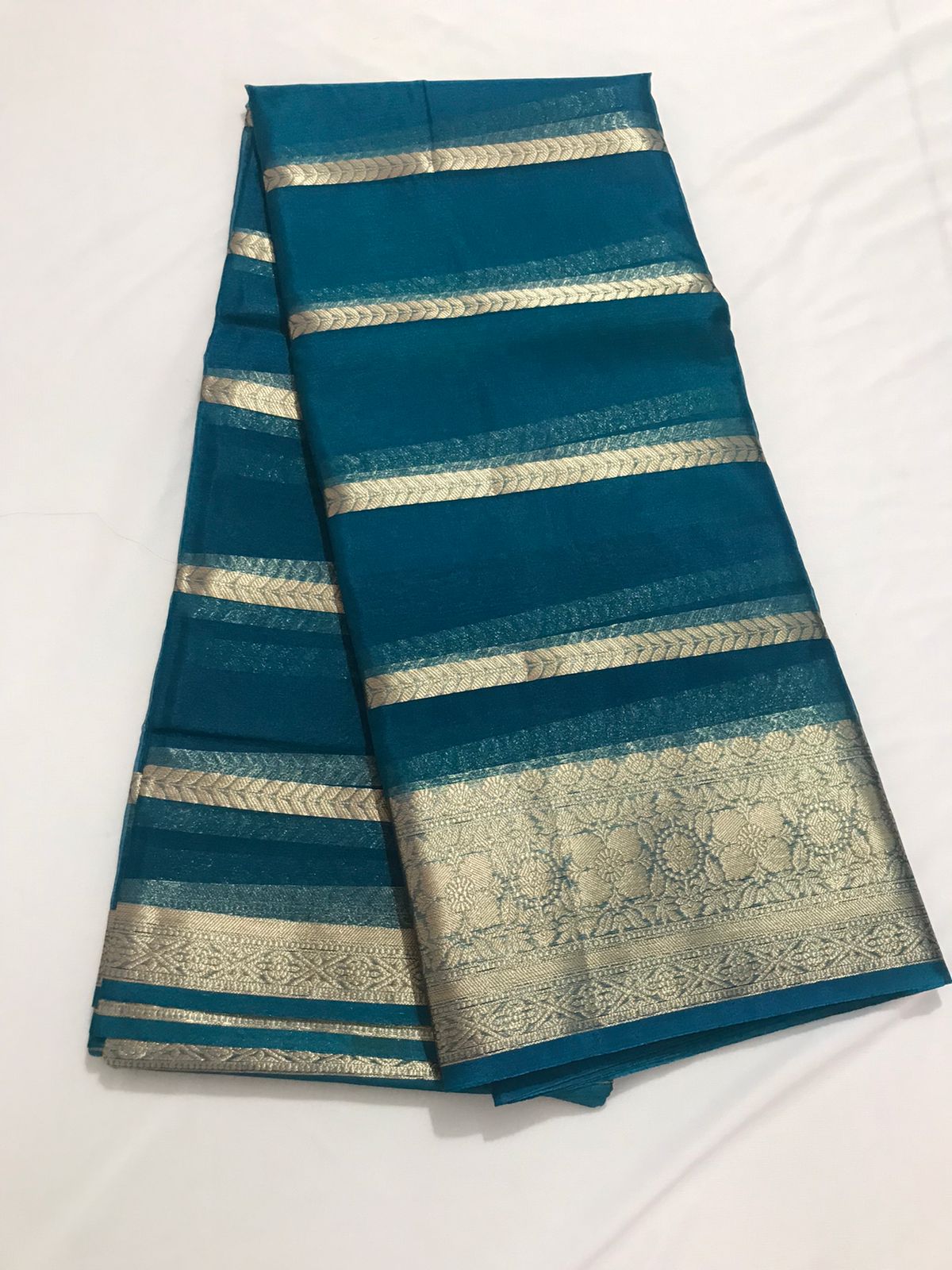 Blue Banarasi Organza Silk Saree - Alna Apparels