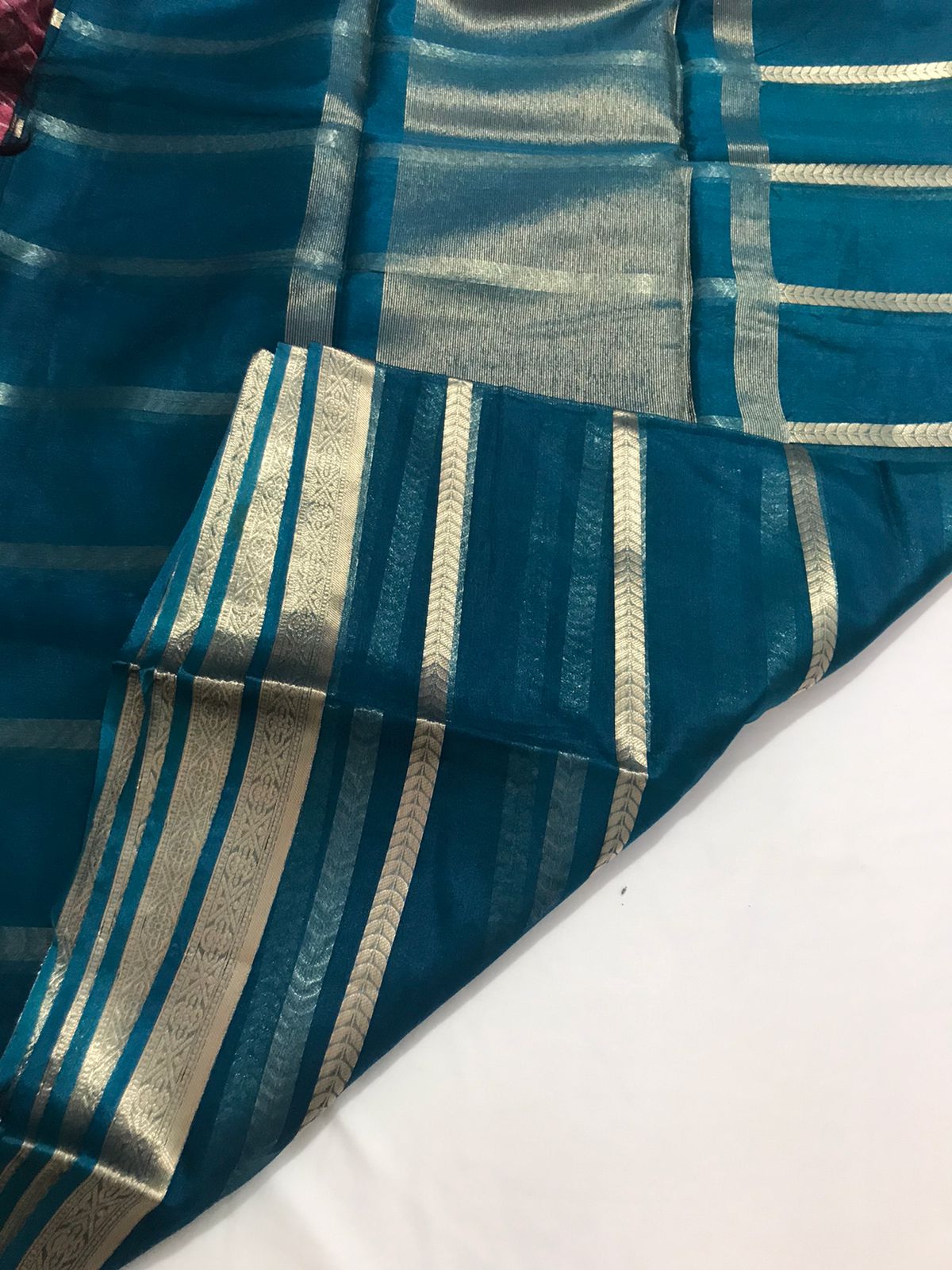Blue Banarasi Organza Silk Saree - Alna Apparels