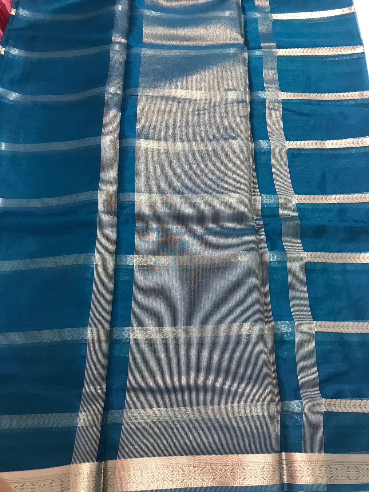 Blue Banarasi Organza Silk Saree - Alna Apparels