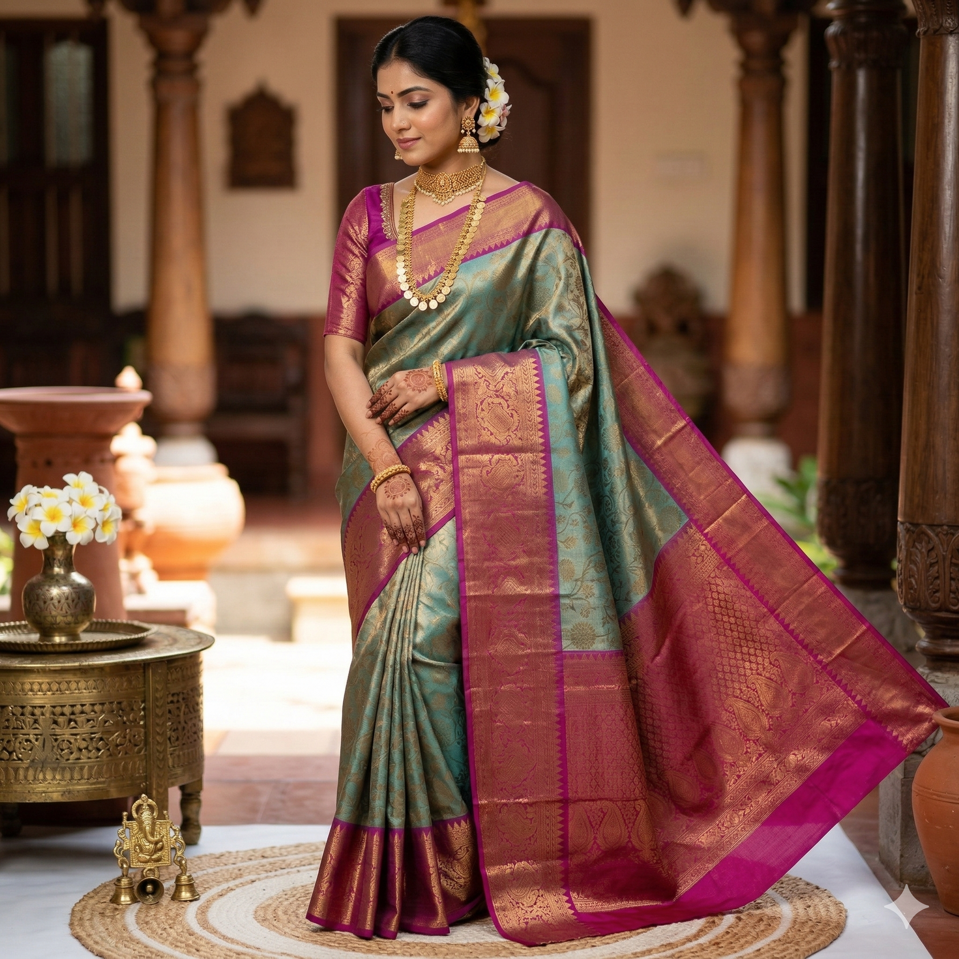 Blue Banarasi Tissue Silk Saree Alna Apparels