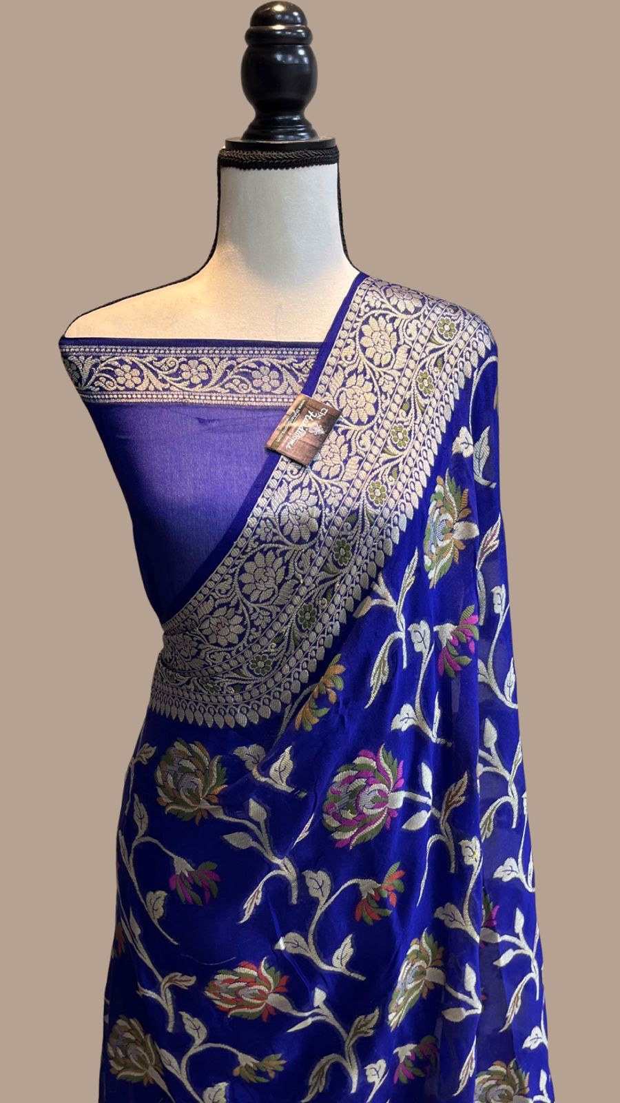 Blue Meenakari work Banarasi Silk Saree - Alna Apparels