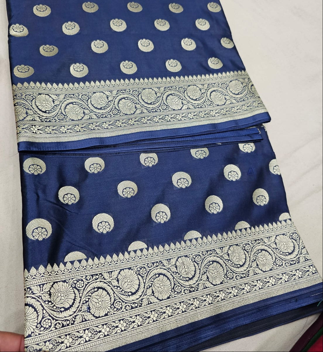 Blue Pure Banarasi Mashru Silk Saree Alna Apparels