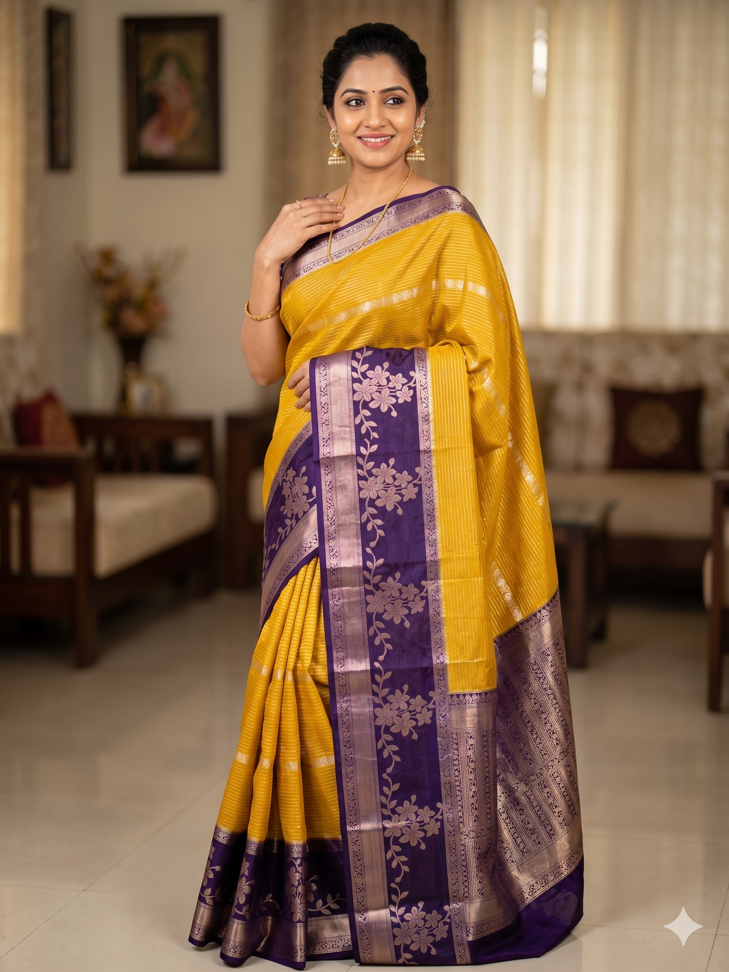 Yellow Color Banarasi Kathan Silk Saree Alna Apparels