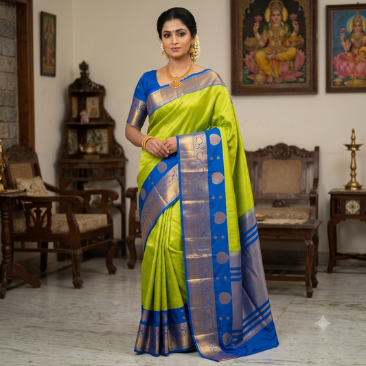 Green Banarasi Zari Tanchui Saree Alna Apparels