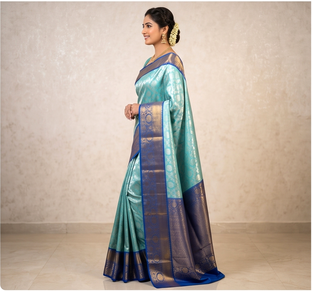 Green Kora Muslin Tanchui Saree Alna Apparels