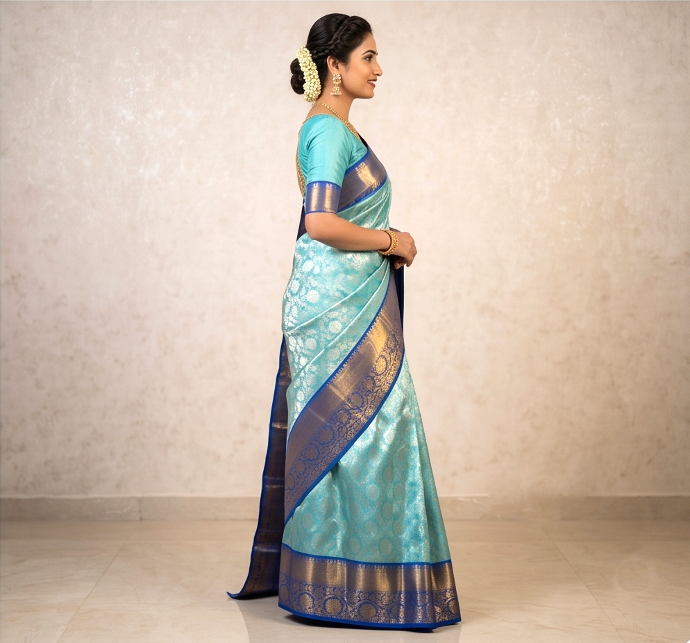 Green Kora Muslin Tanchui Saree Alna Apparels