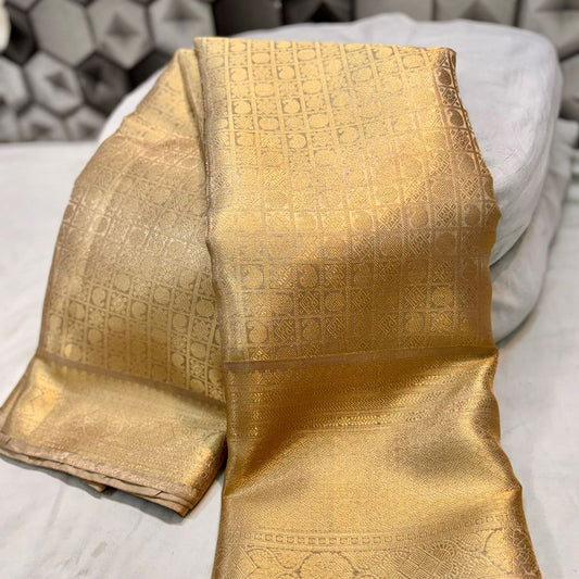 Gold Color Banarasi Tissue Silk Saree Alna Apparels
