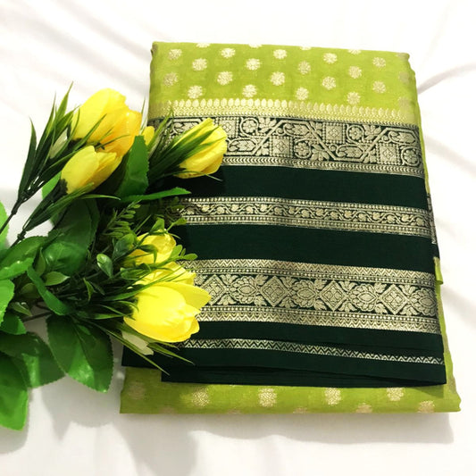 Green Banarasi Georgette Saree Alna Apparels