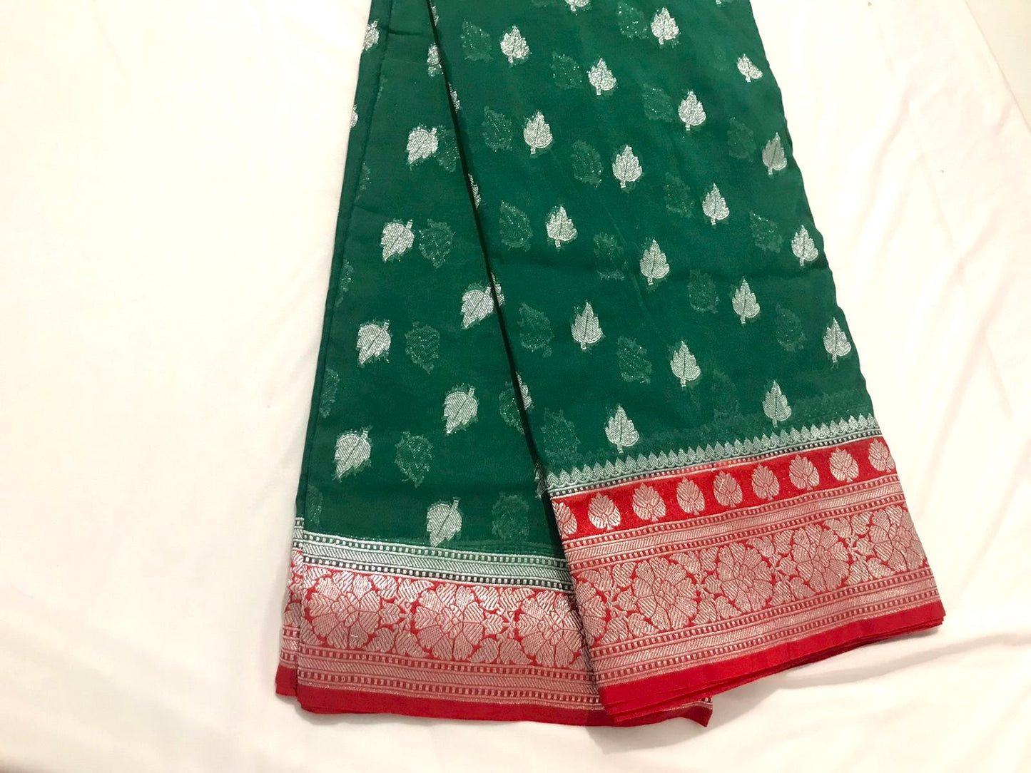 Green Banarasi Katan Georgette Saree Alna Apparels