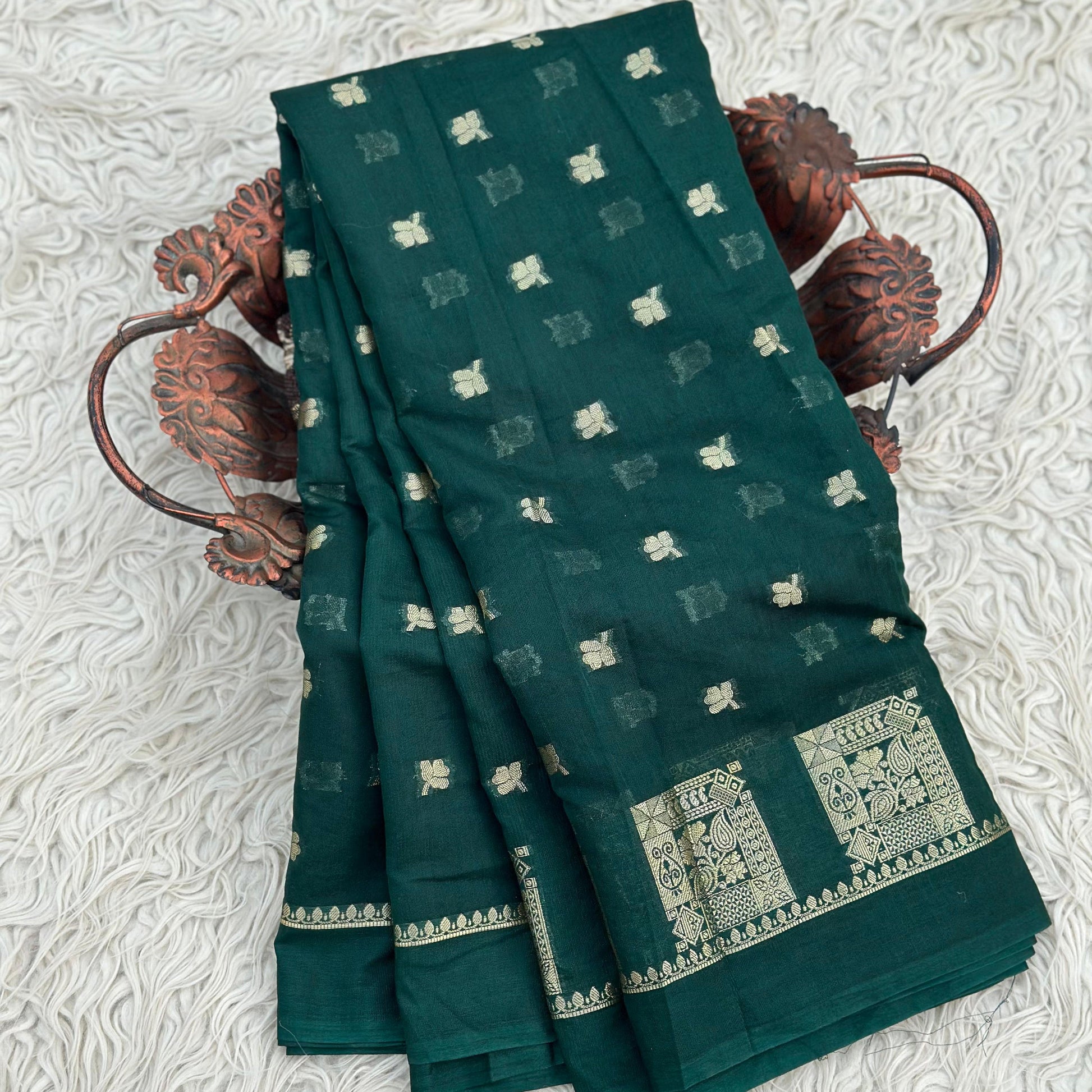 Green Banarasi Kathan Georgette Silk Saree - Alna Apparels