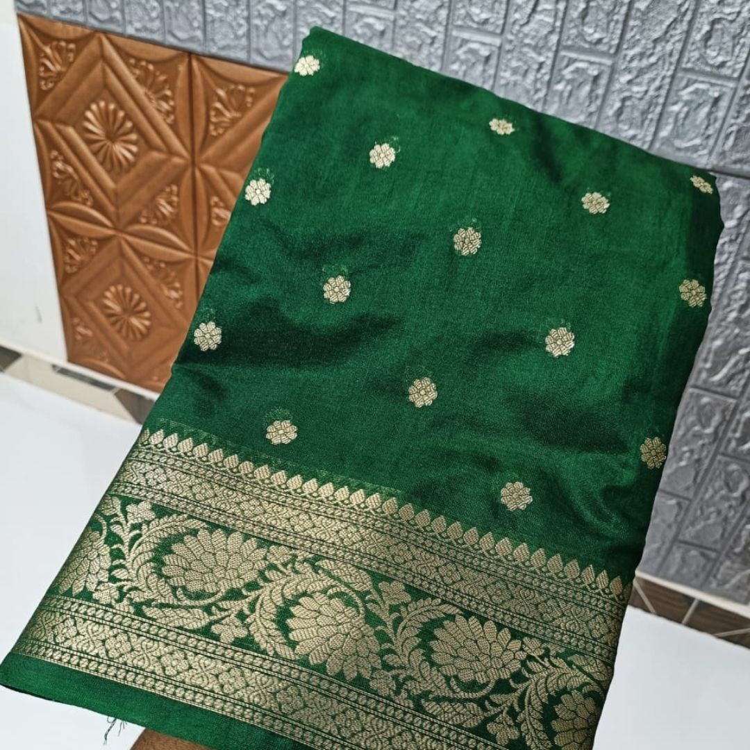 Green Banarasi Kathan Silk Saree Alna Apparels