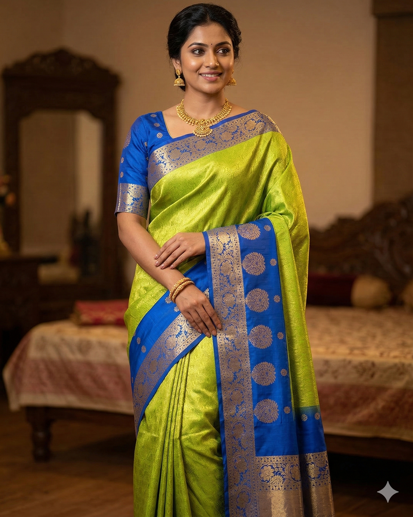 Green Banarasi Zari Tanchui Saree Alna Apparels