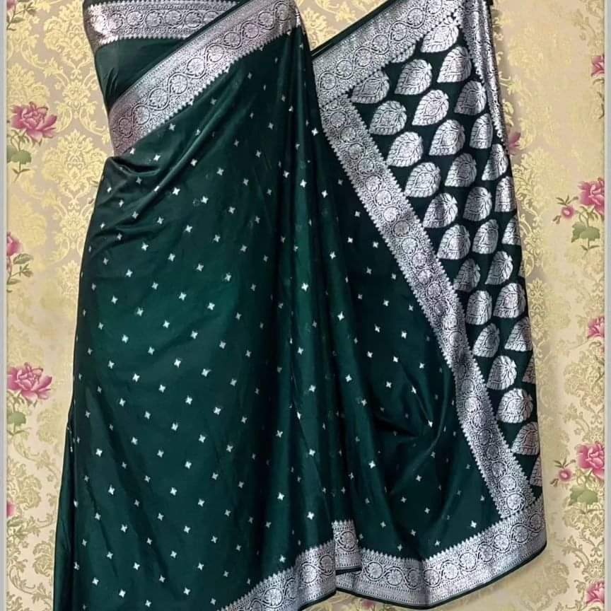 Green Color Banarasi Katan Georgette Saree - Alna Apparels