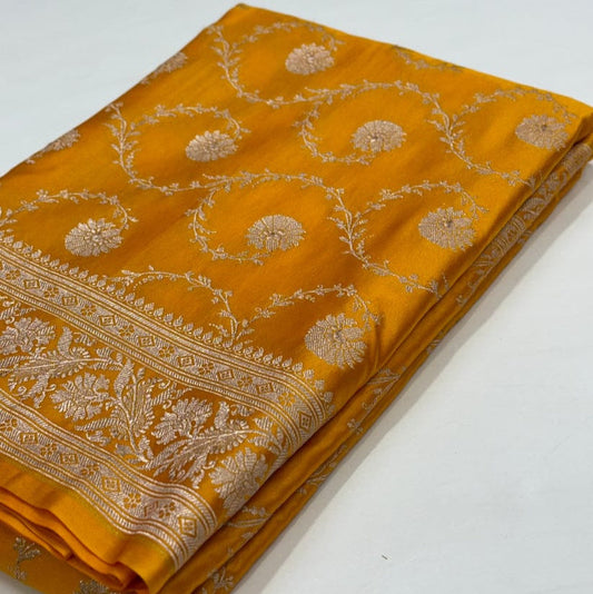 Yellow Color Pure Banarasi Mysore Silk Saree Alna Apparels