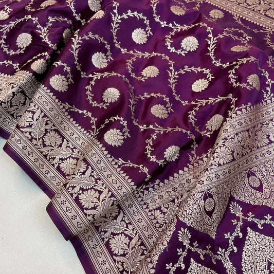 Purple Color Pure Banarasi Mysore Silk Saree Alna Apparels