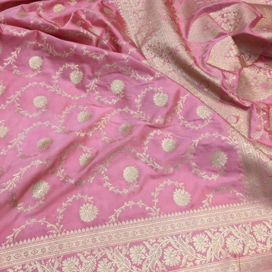 Pink Color Pure Banarasi Mysore Silk Saree Alna Apparels