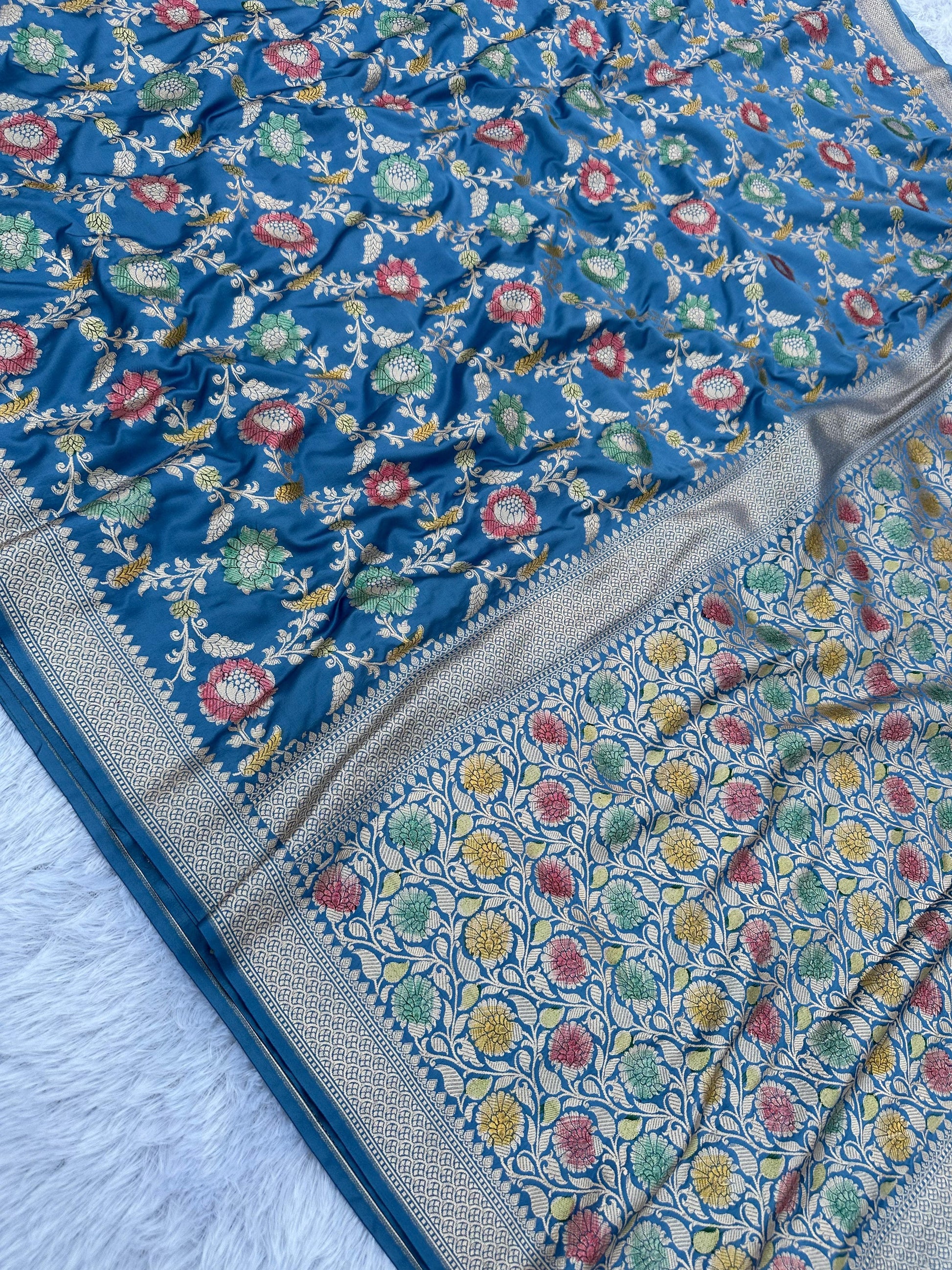 Blue Color Pure Banarasi Mysore  Silk Saree Alna Apparels