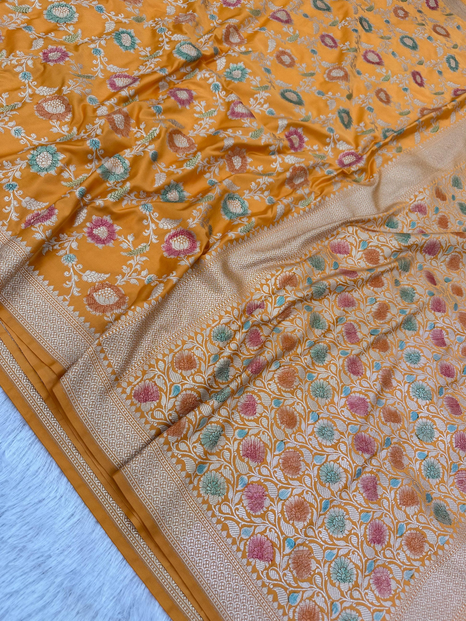 Yellow Color Pure Banarasi Mysore Silk Saree Alna Apparels
