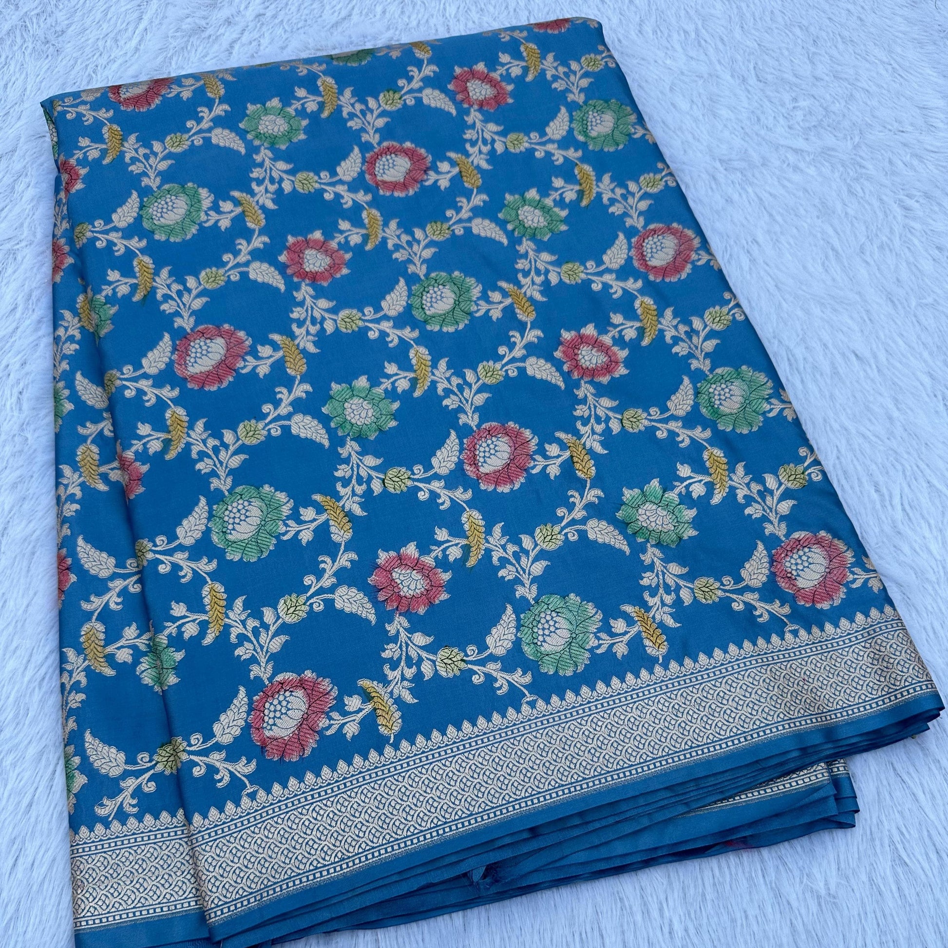 Blue Color Pure Banarasi Mysore  Silk Saree Alna Apparels