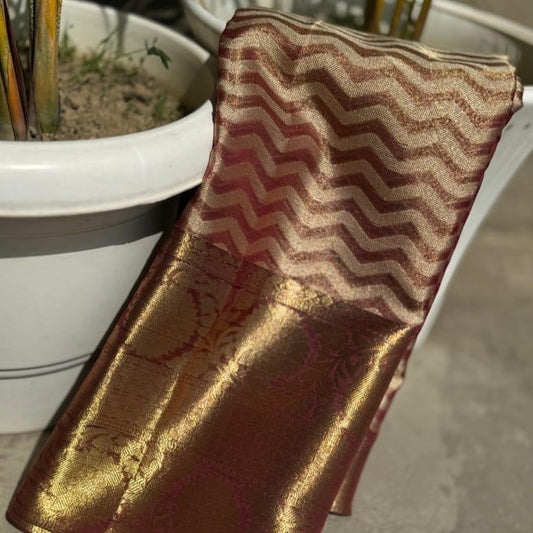 Maroon Color Banarasi Tissue Silk Saree Alna Apparels