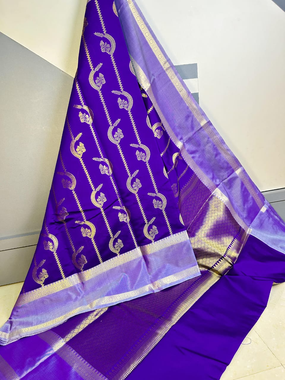 Purple Banarasi Semi Kathan Silk Saree Alna Apparels