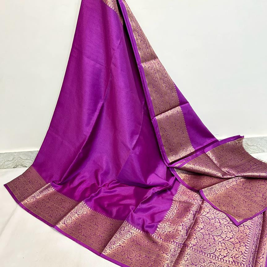 purple Banarasi Plain Kathan Silk Sree Alna Apparels