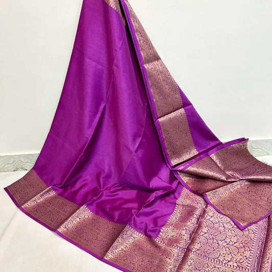 purple Banarasi Plain Kathan Silk Sree Alna Apparels