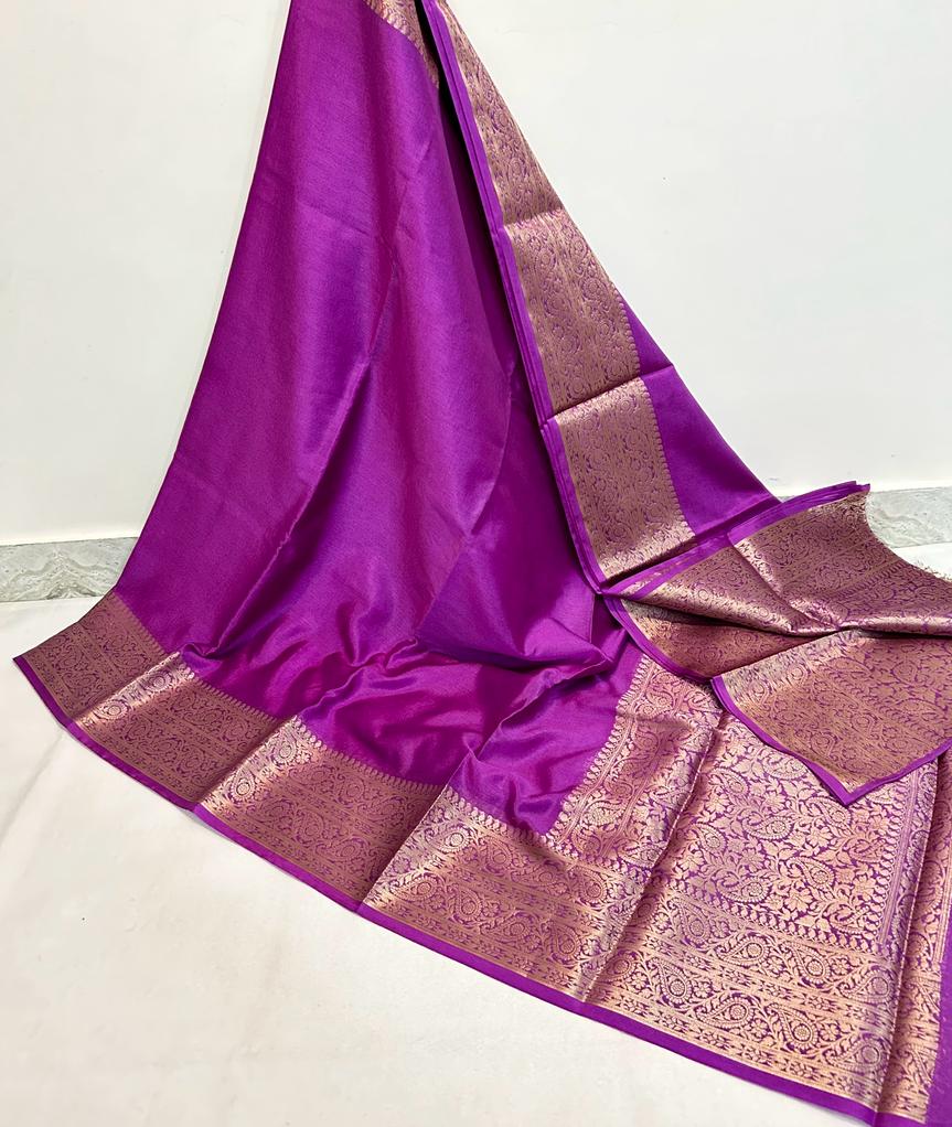 purple Banarasi Plain Kathan Silk Sree Alna Apparels