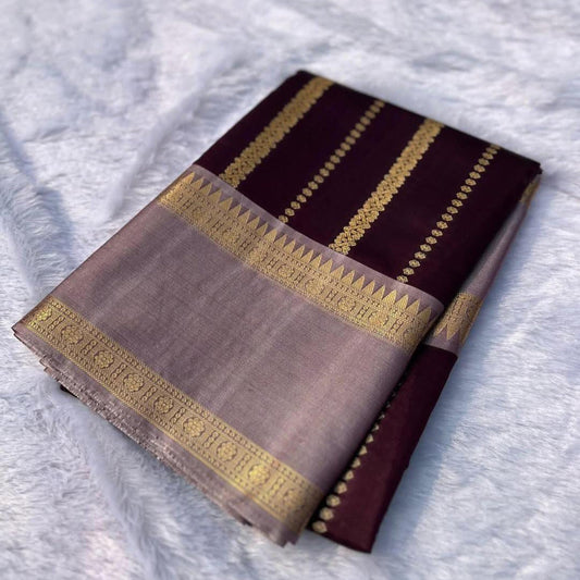 Wine Banarasi Kathan Soft Silk Saree Alna Apparels