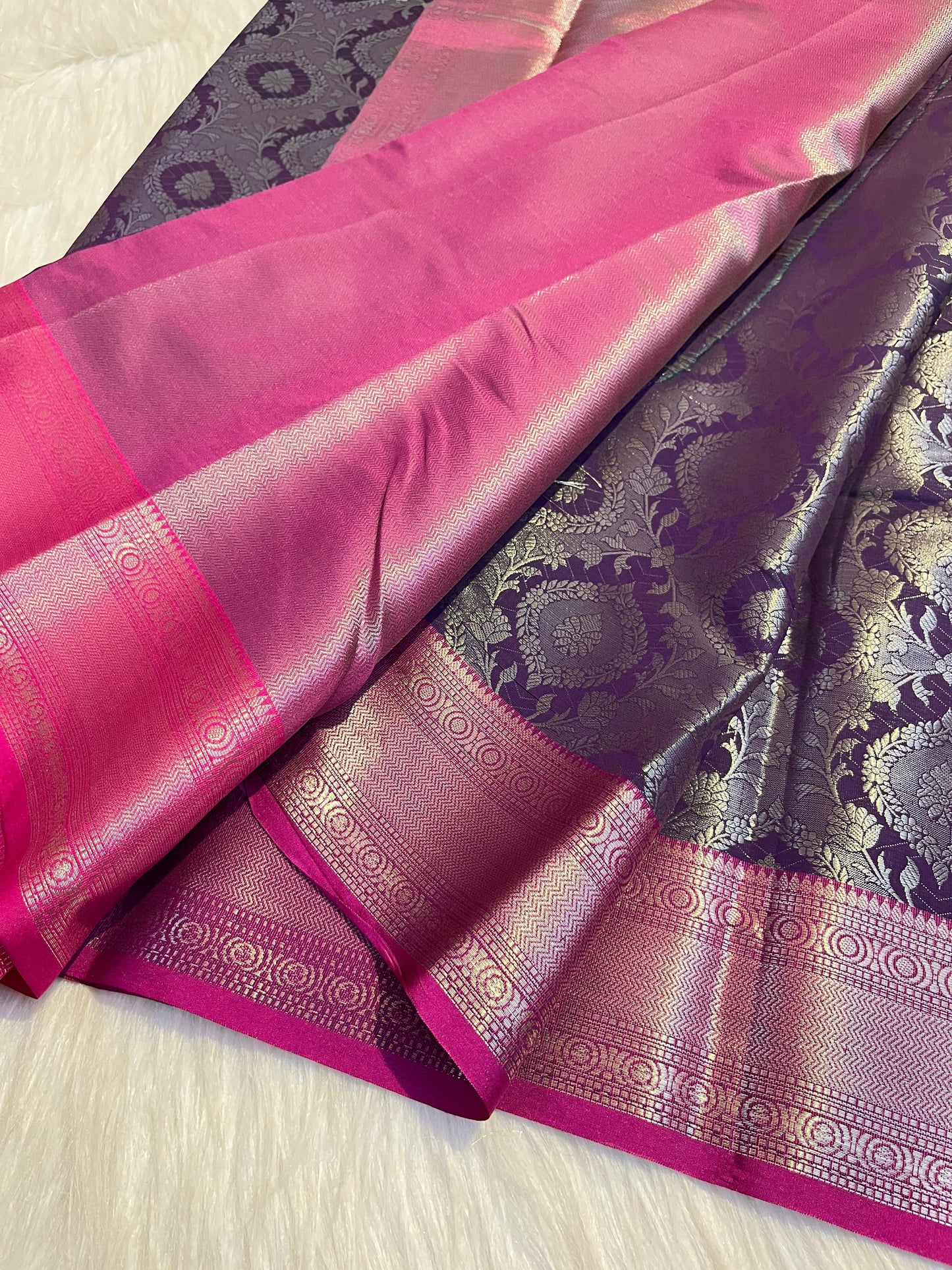 Purple Banarasi Tissue silk Saree Alna Apparels