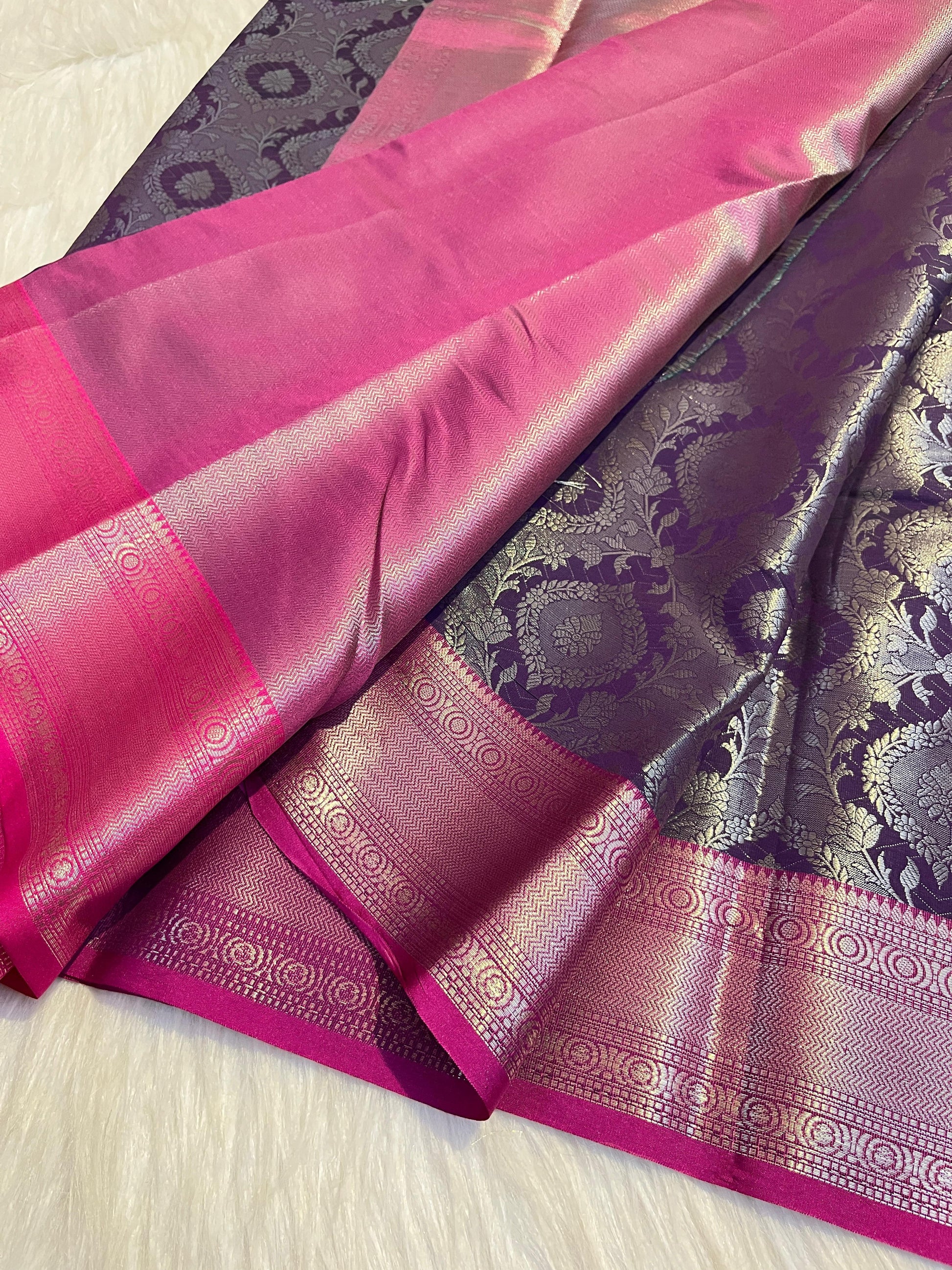 Purple Banarasi Tissue silk Saree Alna Apparels
