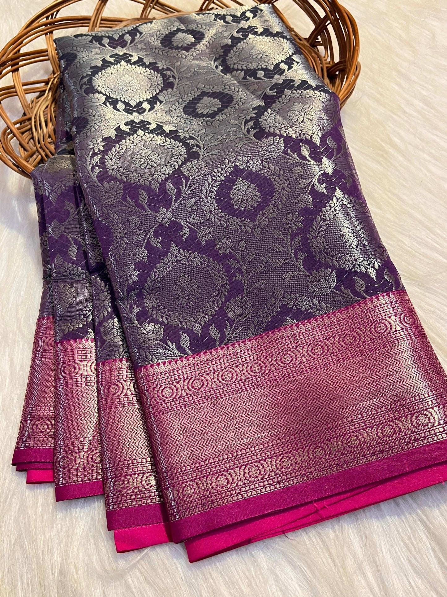 Purple Banarasi Tissue silk Saree Alna Apparels