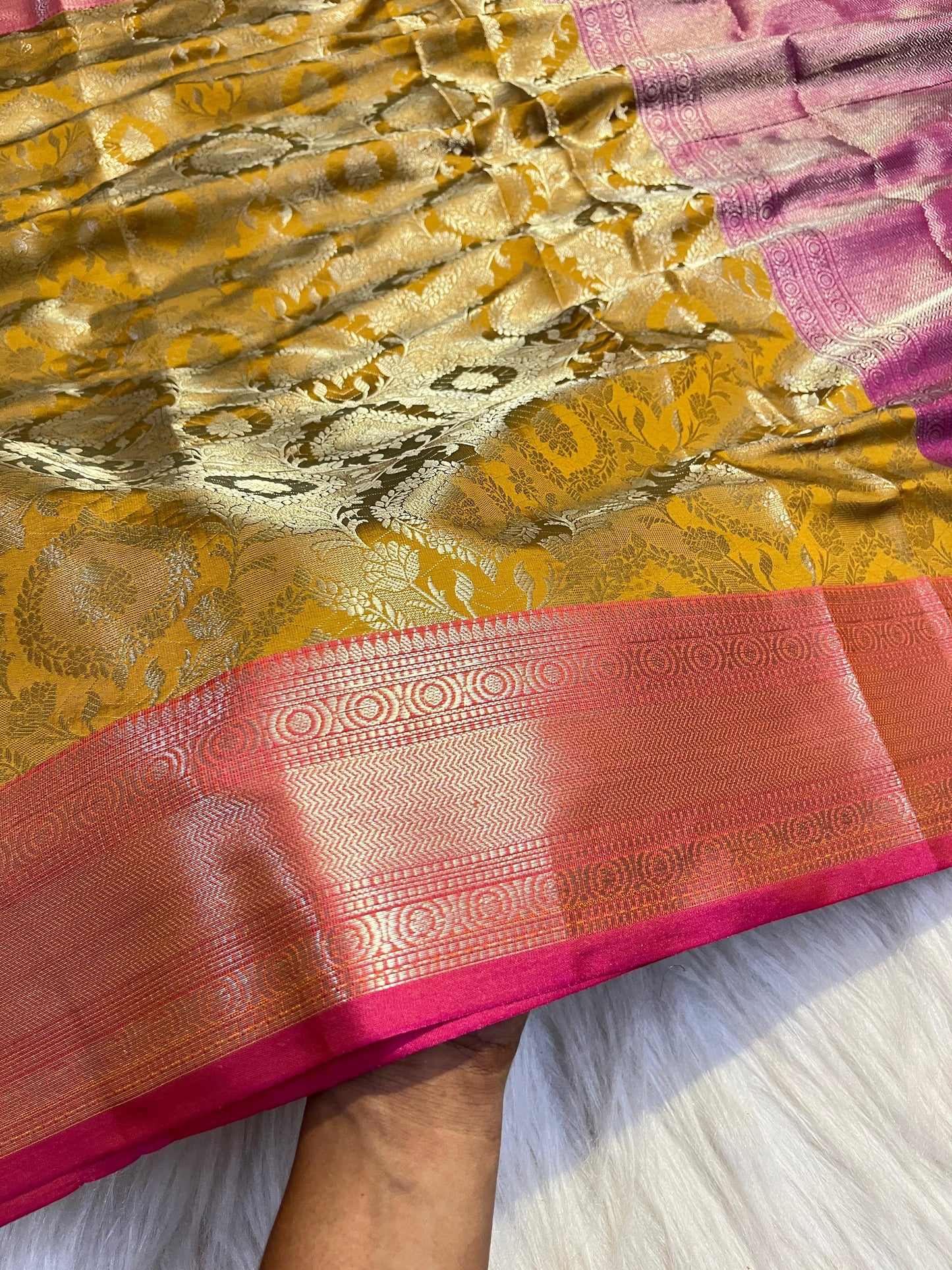 Yellow Banarasi Tissue Silk Saree Alna Apparels