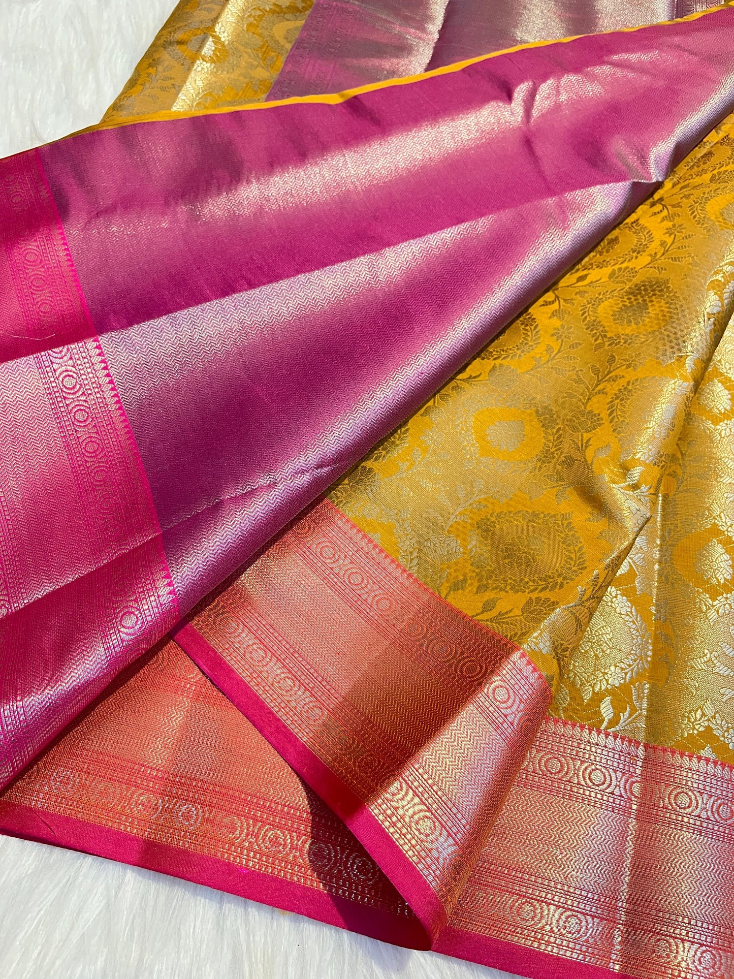 Yellow Banarasi Tissue Silk Saree Alna Apparels