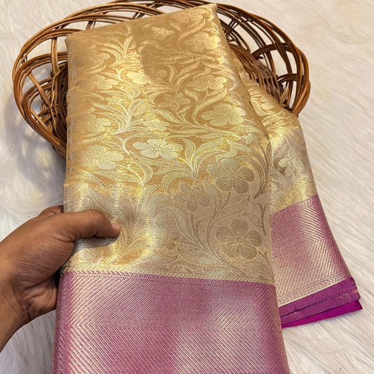 Gold Banarasi Tissue Silk Saree Alna Apparels