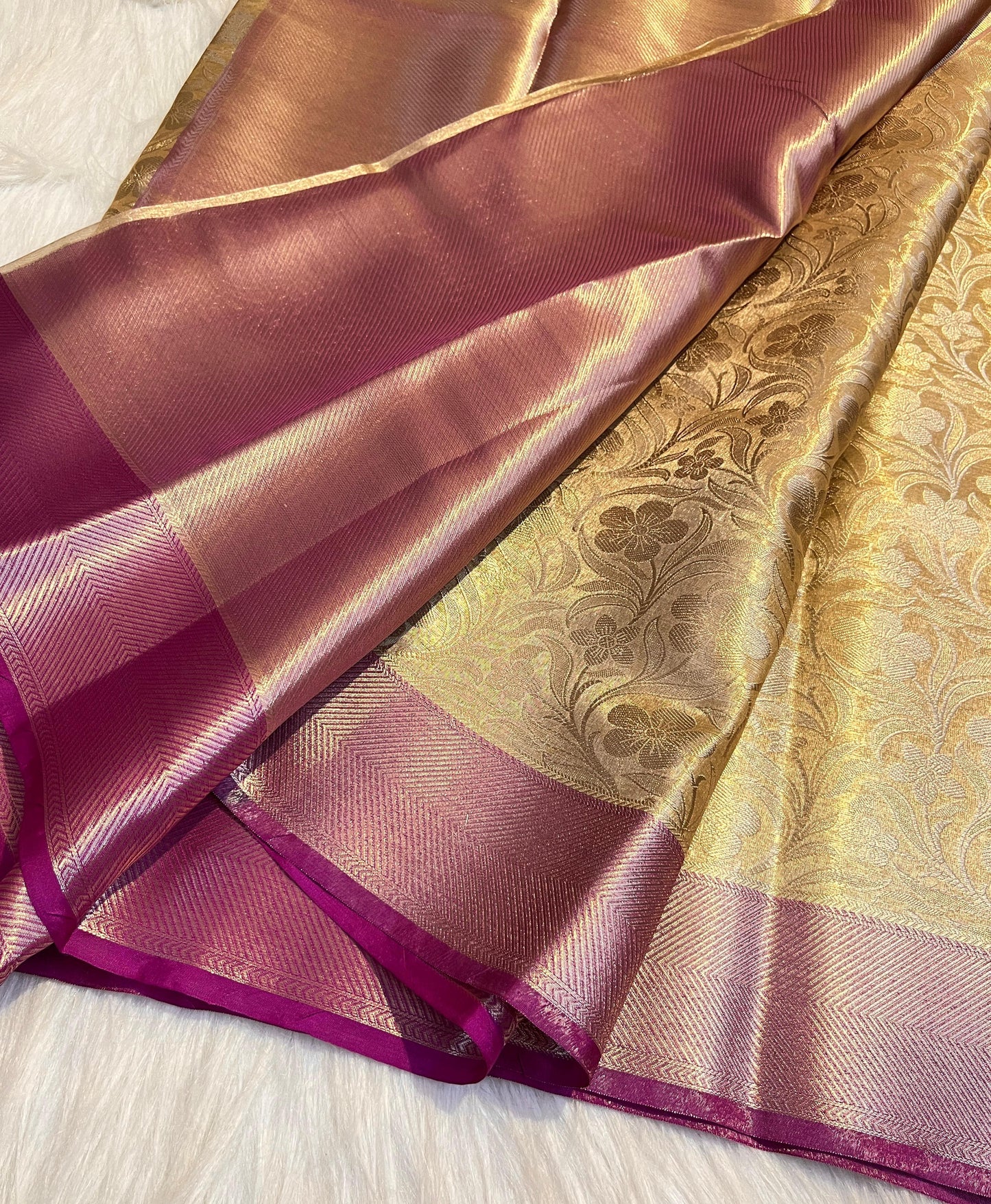 Gold Banarasi Tissue Silk Saree Alna Apparels