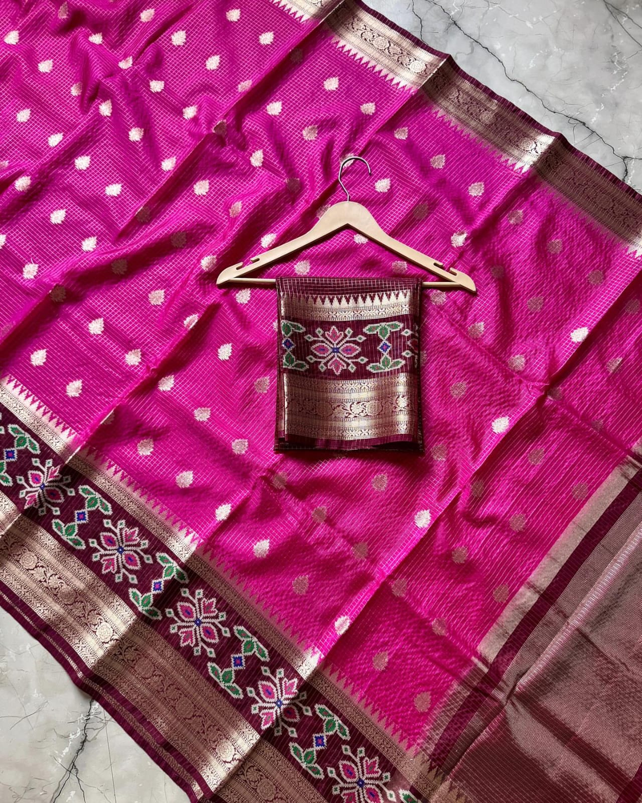 Pink Banarasi Kathan Soft Silk Saree Alna Apparels