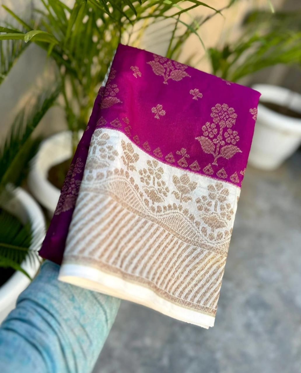 Pink Banarasi Semi Dupion Silk Saree Alna Apparels