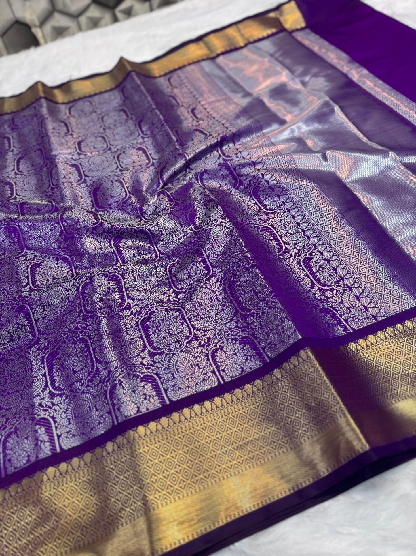 Purple Banarasi Semi Kathan Soft Silk Saree Alna Apparels