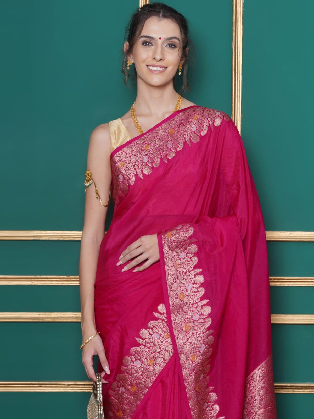 Pink Color Banarasi Warm Silk Saree Alna Apparels