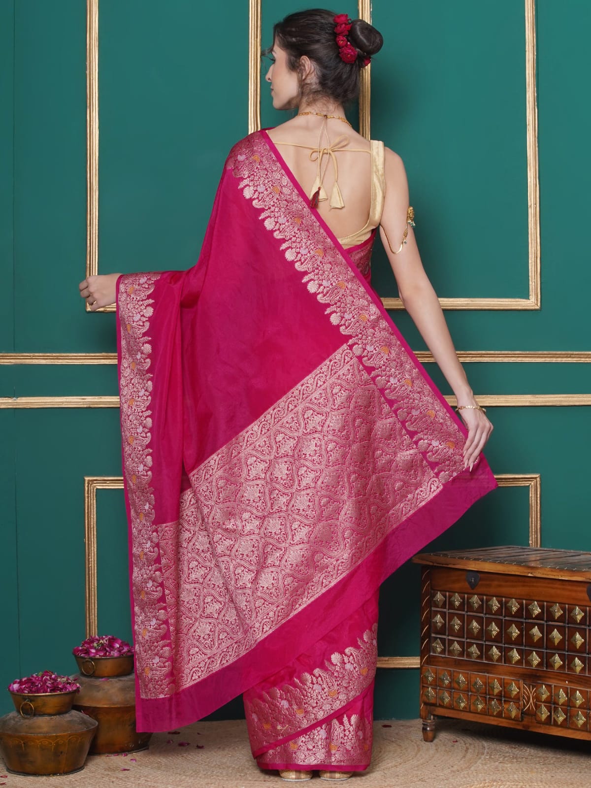 Pink Color Banarasi Warm Silk Saree Alna Apparels