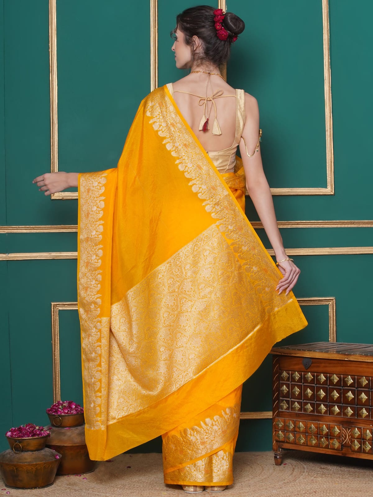 Yellow Color Banarasi Warm Silk Saree Alna Apparels