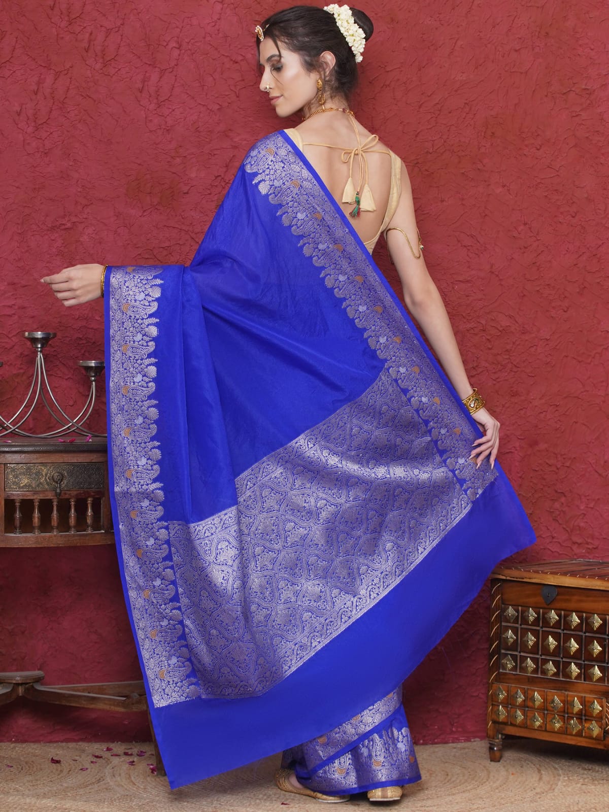 Blue Color Banarasi Warm Silk Saree Alna Apparels