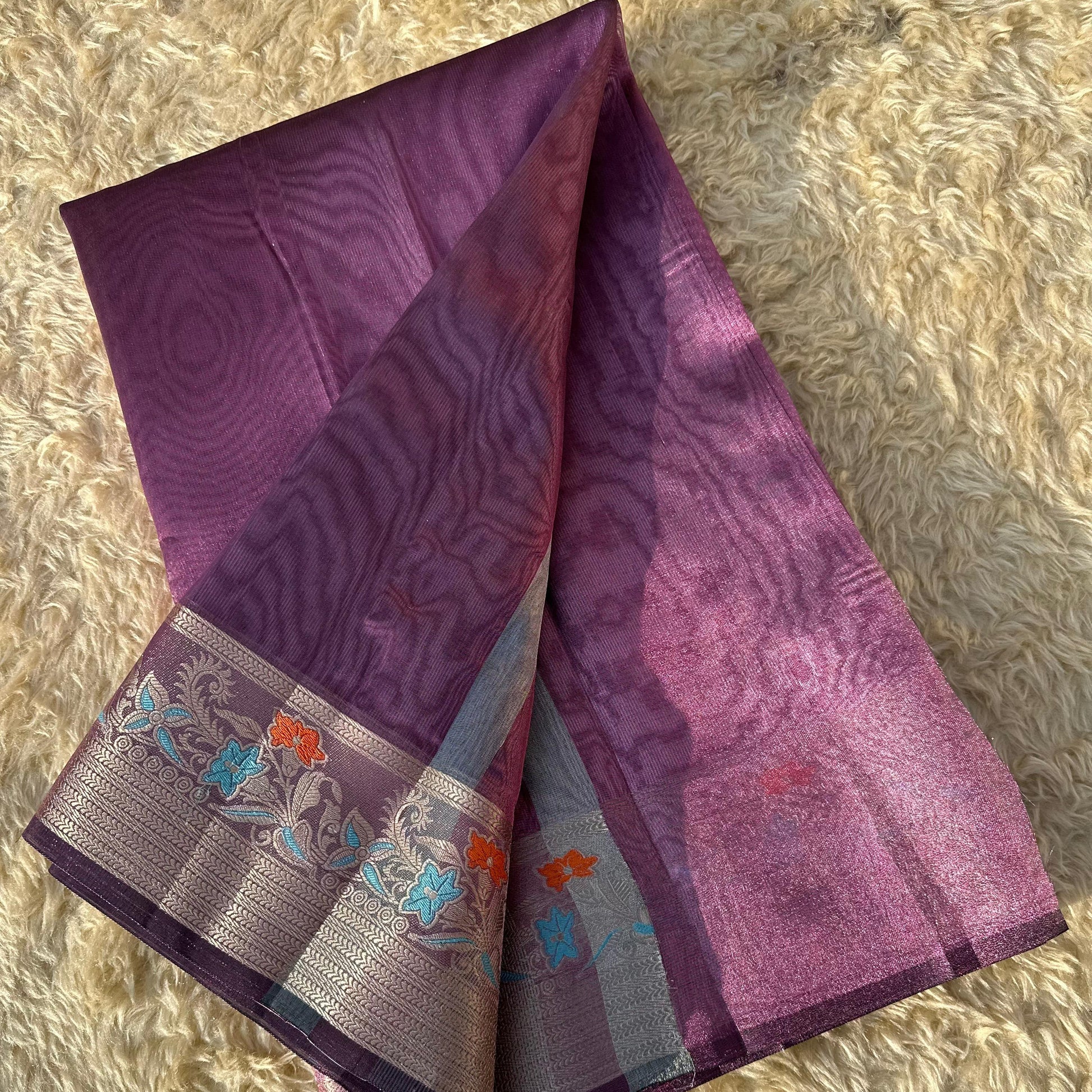 Purple Color Banarasi Tissue Silk Saree Alna Apparels
